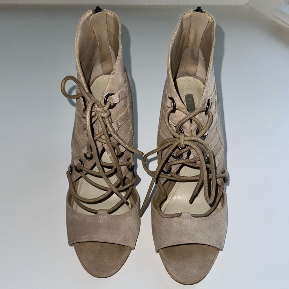 BCBG Generation Lace Up open toe Genuine suede Leather
